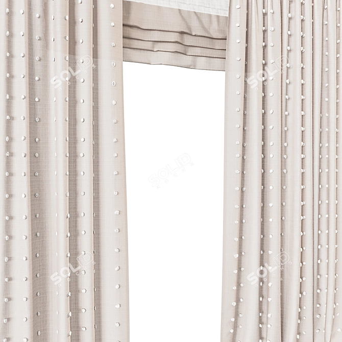 Pompons Linen Curtains for Kids 3D model image 3