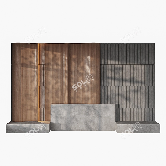 Bed Headboard with Nightstands 3D model image 2