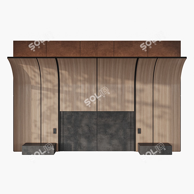 Bed Headboard with Nightstands 3D model image 2