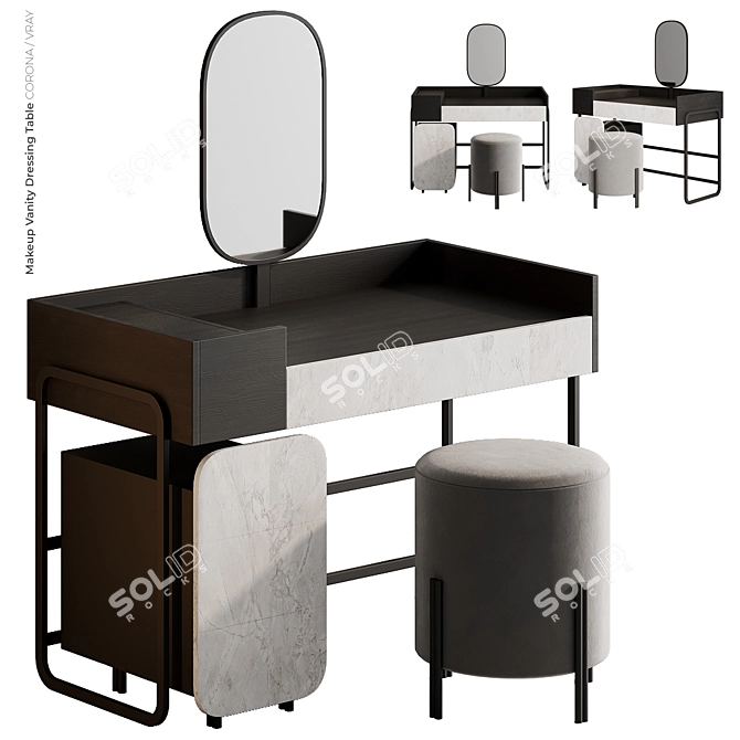 Elegant White Vanity Dressing Table 3D model image 1