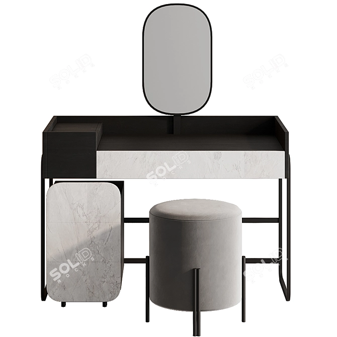 Elegant White Vanity Dressing Table 3D model image 2