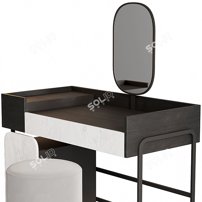 Elegant White Vanity Dressing Table 3D model image 3