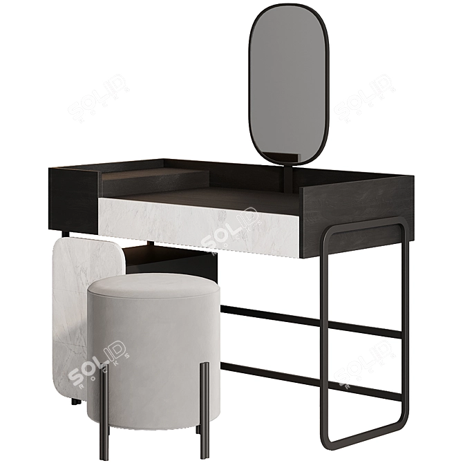 Elegant White Vanity Dressing Table 3D model image 4