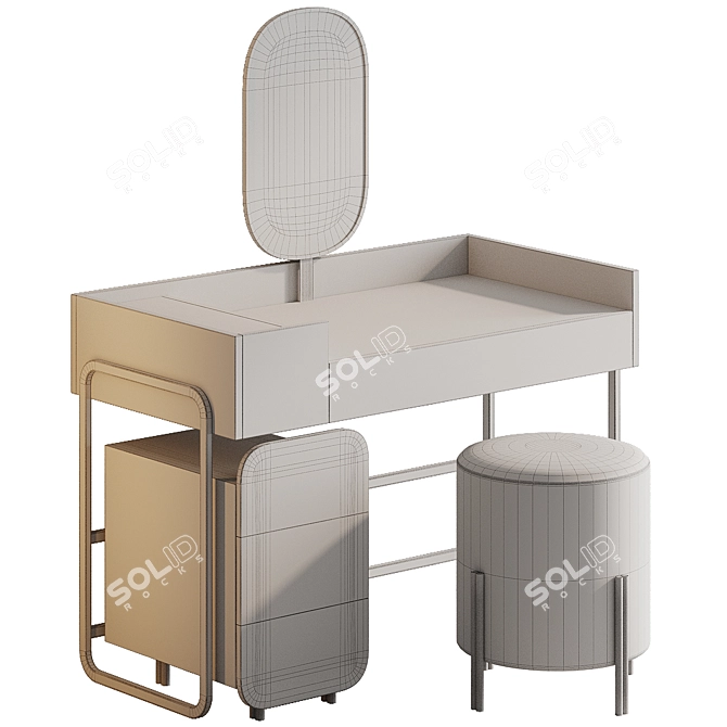 Elegant White Vanity Dressing Table 3D model image 5