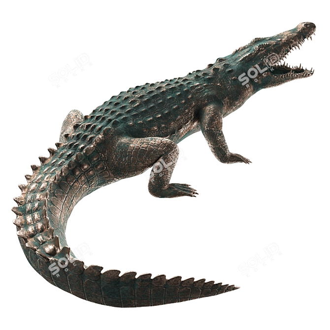 Bronze Crocodile Sculpture Figurine  3D model image 1