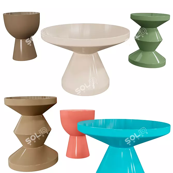 Versatile Zig Zag Stool Table 3D model image 1