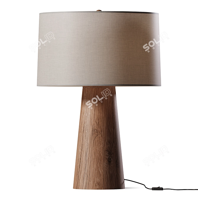 Rustic Wood Barrel Table Lamp 3D model image 1