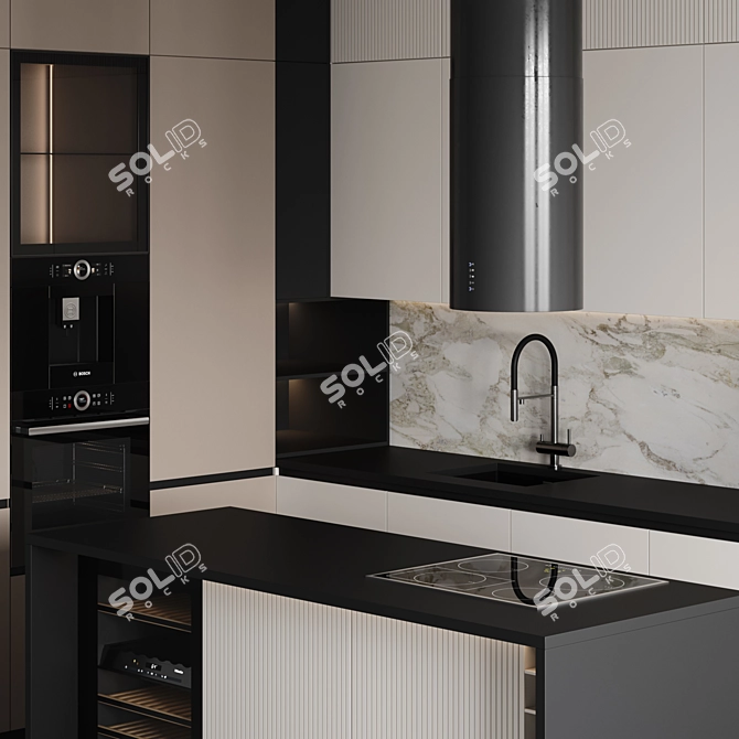 Customizable Modern Kitchen Design 3D model image 3