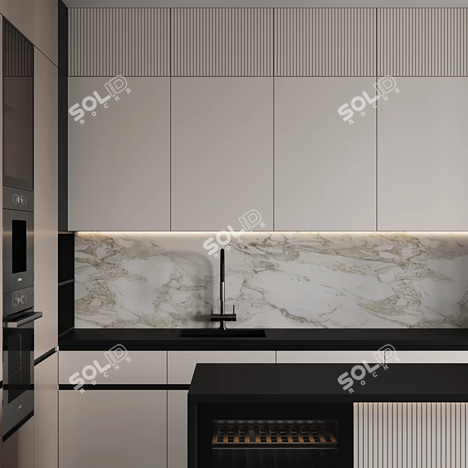 Customizable Modern Kitchen Design 3D model image 4