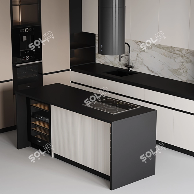 Customizable Modern Kitchen Design 3D model image 5