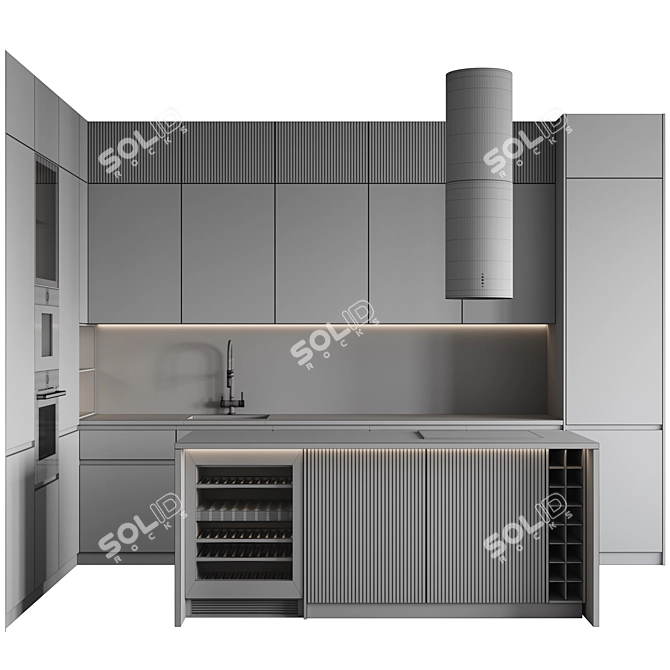 Customizable Modern Kitchen Design 3D model image 6