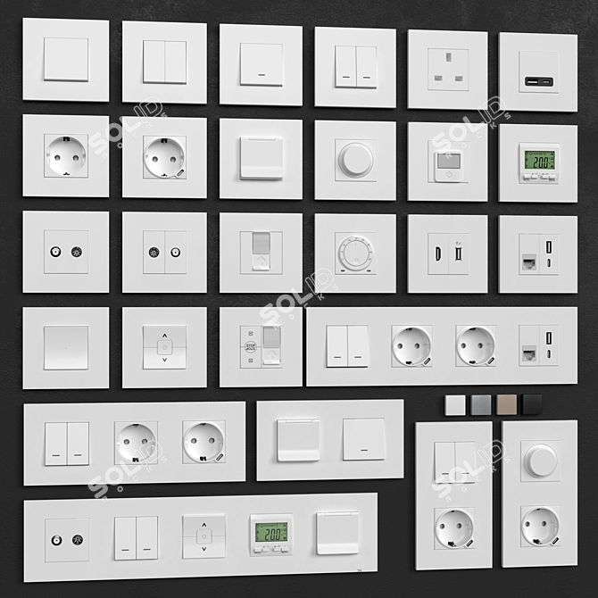 Modular Wall Switches & Sockets 3D model image 1