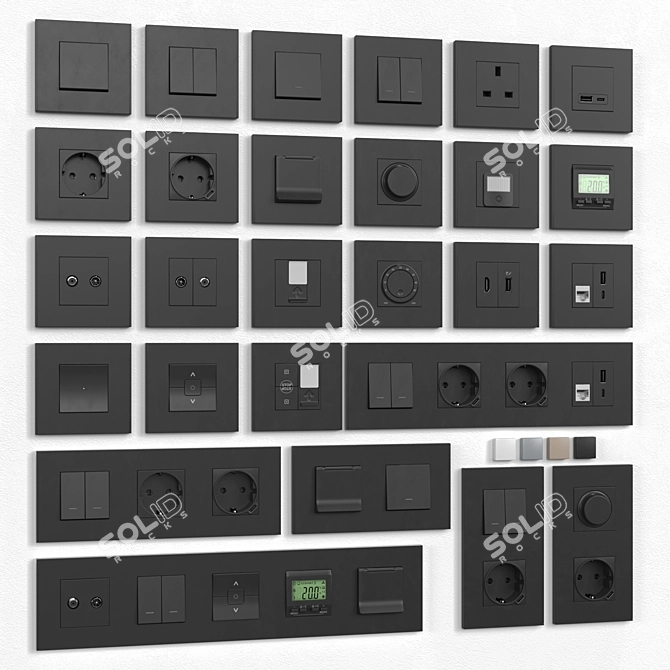 Modular Wall Switches & Sockets 3D model image 2