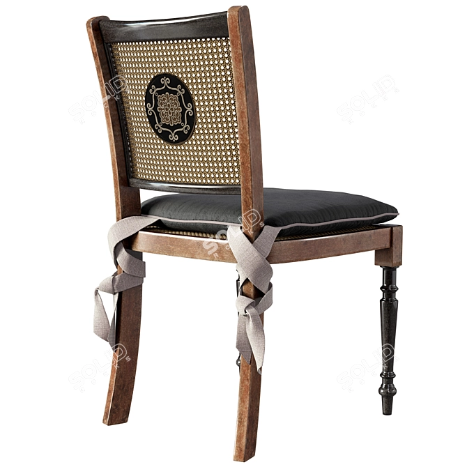 Elegant Wicker and Wood Chair 3D model image 2