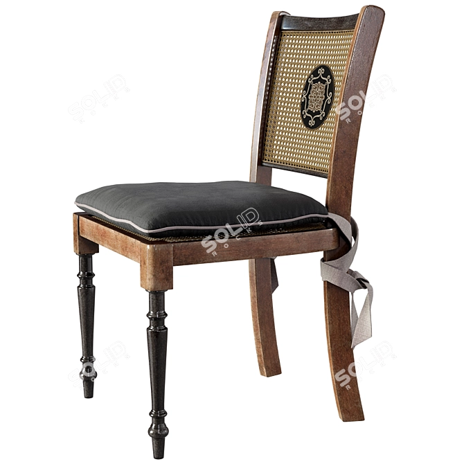 Elegant Wicker and Wood Chair 3D model image 5