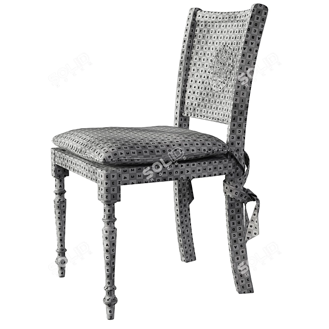 Elegant Wicker and Wood Chair 3D model image 6