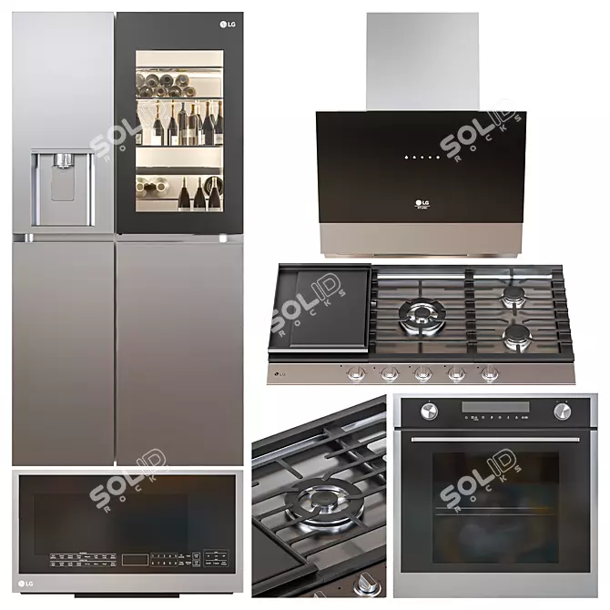 5-Piece LG Kitchen Appliance Set 3D model image 1