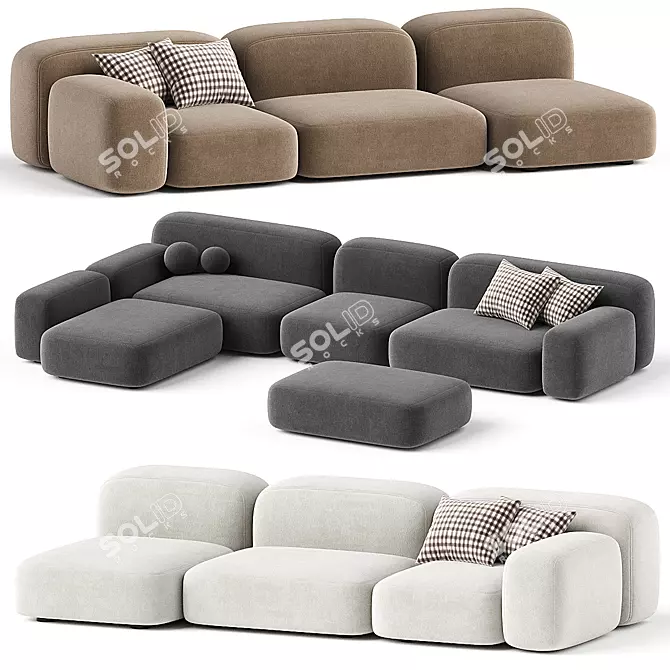 Modular Ribble 3 Sofa Divan 3D model image 2