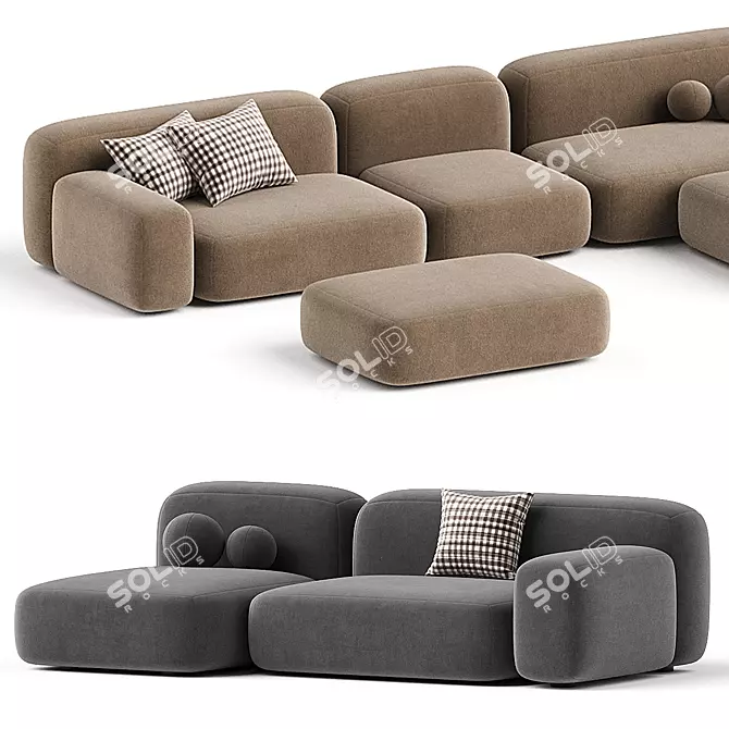 Modular Ribble 3 Sofa Divan 3D model image 3