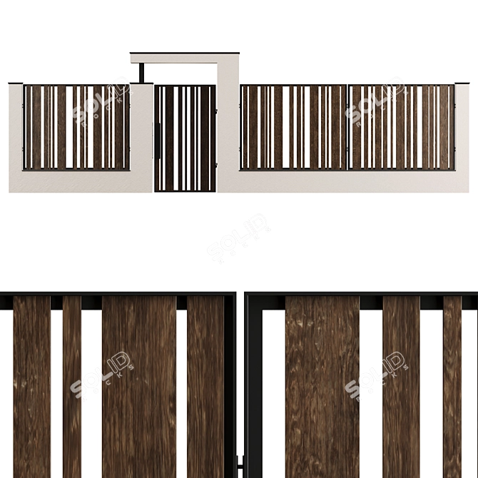 Modern Fence with Mailbox & Canopy 3D model image 3