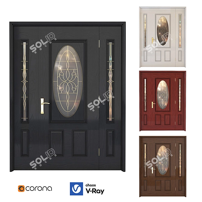 Dual-Sided Door with 4 Woods 3D model image 1