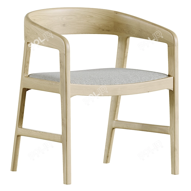 River Gray Chair: Oak & Fabric 3D model image 1
