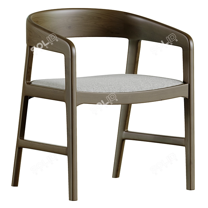 River Gray Chair: Oak & Fabric 3D model image 2