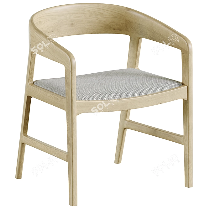 River Gray Chair: Oak & Fabric 3D model image 3