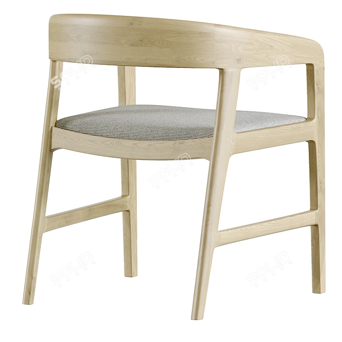 River Gray Chair: Oak & Fabric 3D model image 5