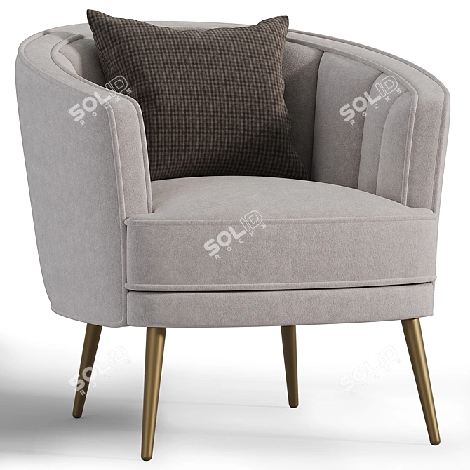 Modern Velvet Barrel Chair, Corona 3D model image 1