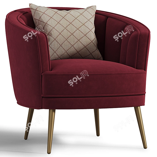 Modern Velvet Barrel Chair, Corona 3D model image 2