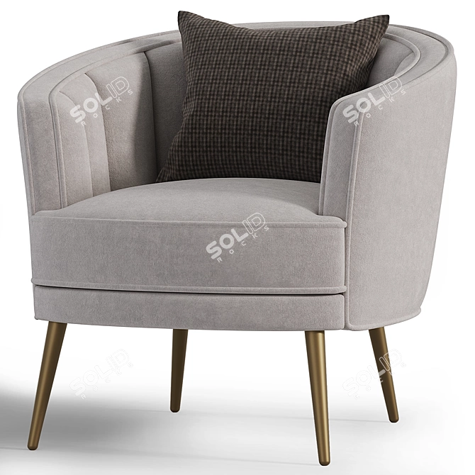 Modern Velvet Barrel Chair, Corona 3D model image 3