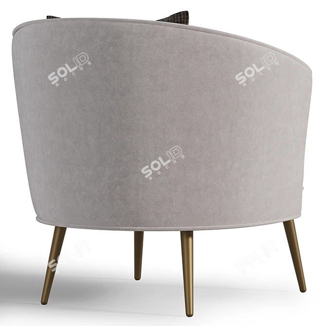 Modern Velvet Barrel Chair, Corona 3D model image 4