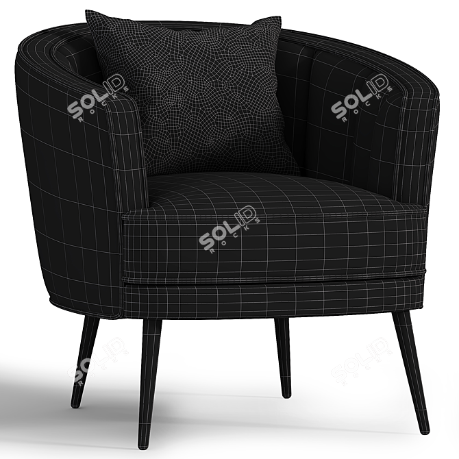 Modern Velvet Barrel Chair, Corona 3D model image 5