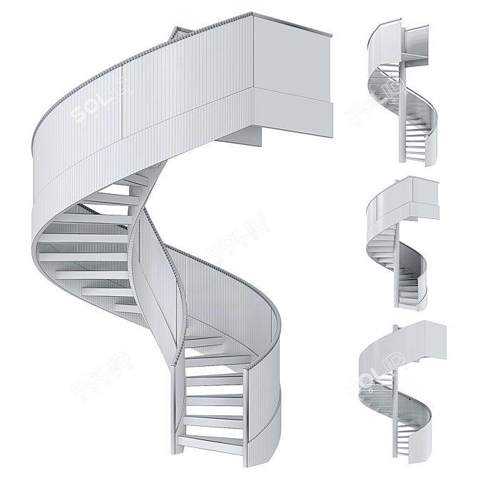 Luxury Spiral Staircases Set 2 3D model image 6