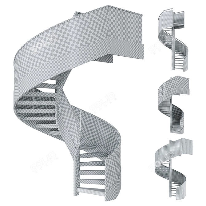 Luxury Spiral Staircases Set 2 3D model image 7