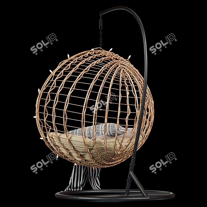 Handcrafted Wicker Swing Chair 3D model image 3