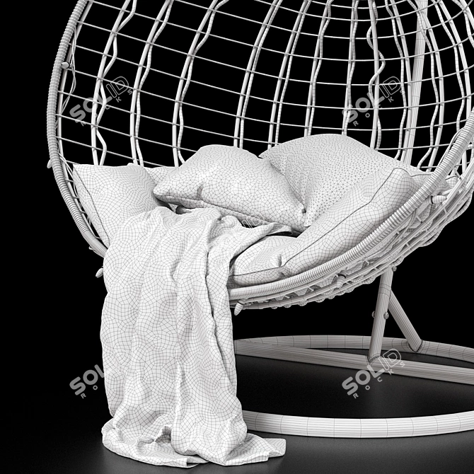 Handcrafted Wicker Swing Chair 3D model image 4