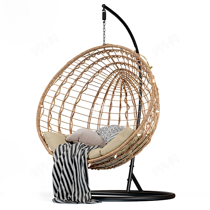 Handcrafted Wicker Swing Chair 3D model image 5