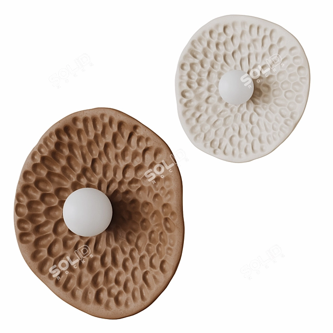 Handcrafted Clay Wall Sconce 3D model image 2