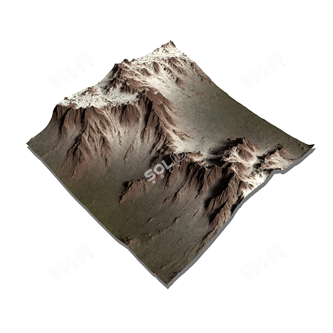 Snowy Peaks 3D Mountain Model 3D model image 1