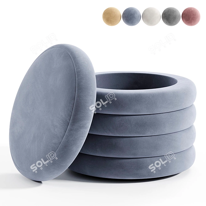 "Poul Pouf in 5 Color Options 3D model image 1