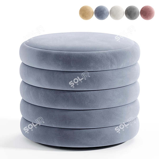 "Poul Pouf in 5 Color Options 3D model image 2