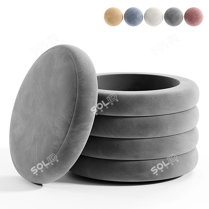 "Poul Pouf in 5 Color Options 3D model image 5