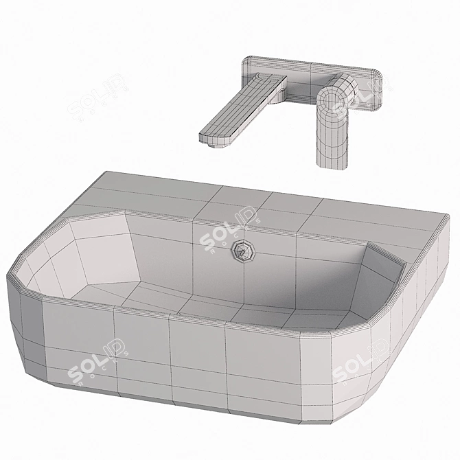 Premium Caroma Luna Wall Basin 3D model image 2