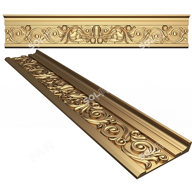 Elegant Cornice Molding Kit 3D model image 1