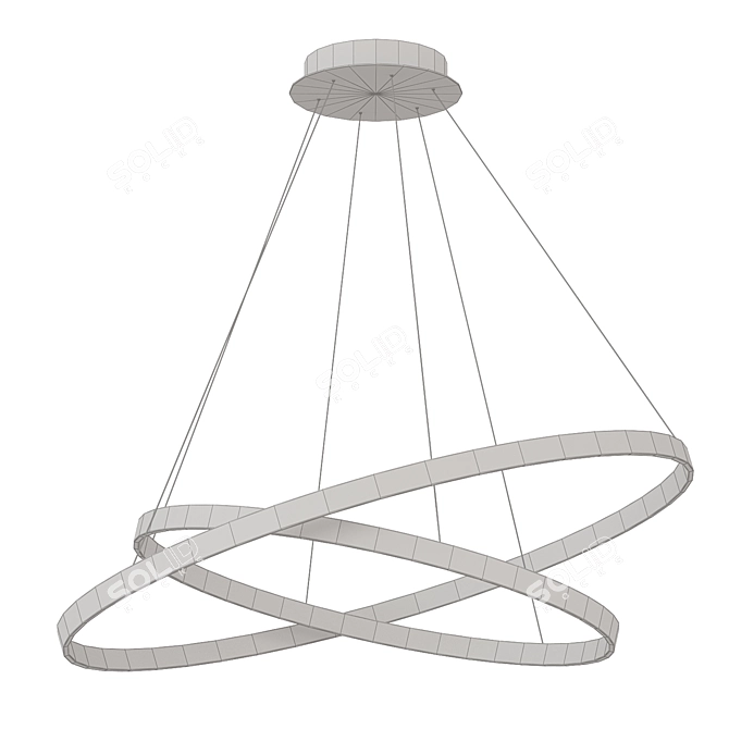 Cascading LED Ring Chandelier 3D model image 2