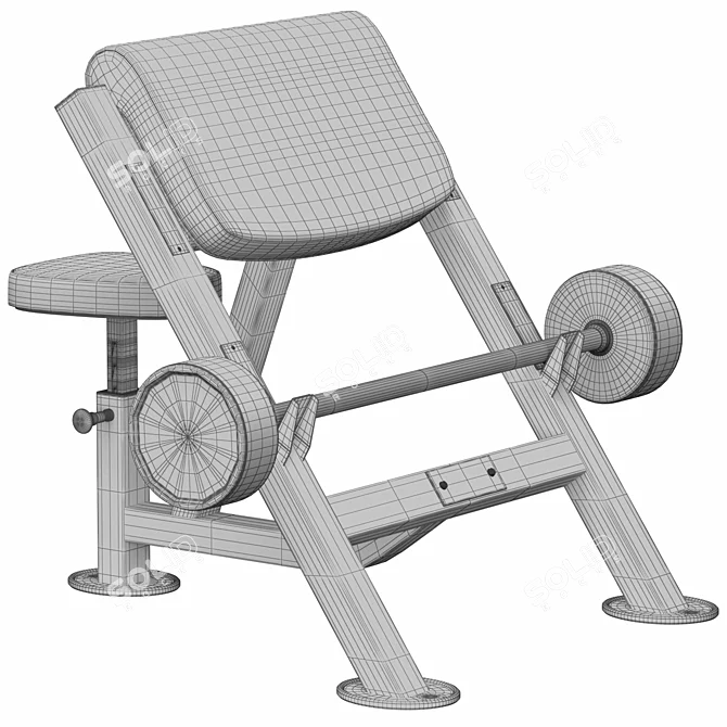 Titan Preacher Curl Bench V2 3D model image 6