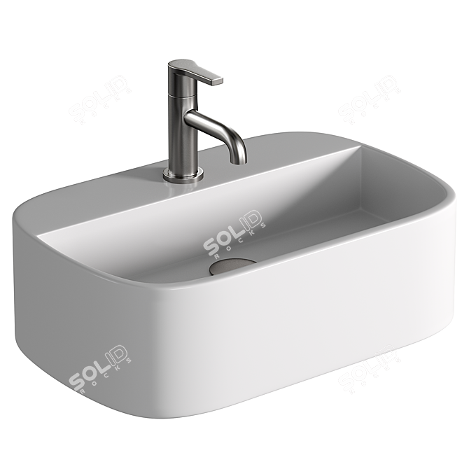 Elegant Glossy White Wash Basin 3D model image 1