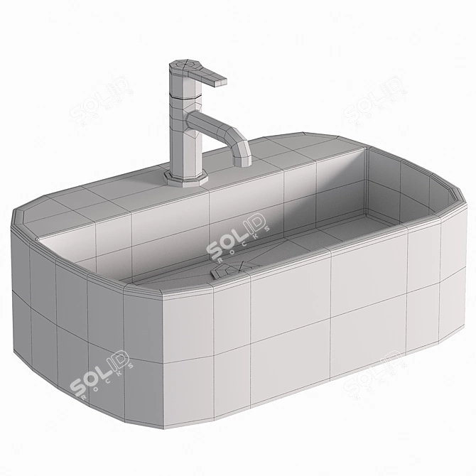 Elegant Glossy White Wash Basin 3D model image 2